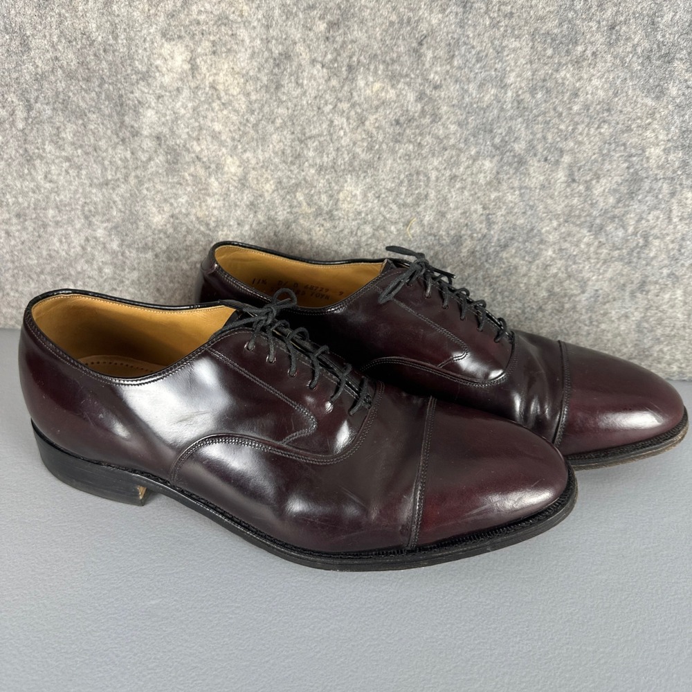Johnston & Murphy Dress Shoes Men 11.5 Burgundy Optima Cap Toe Oxford USA Made